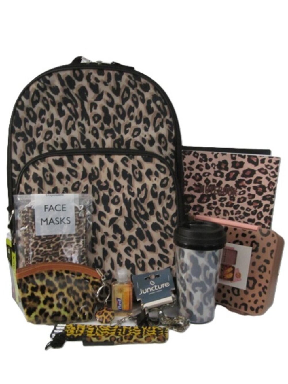 Leopard Backpack Water Bottle Bento Box & School Supplies NEW